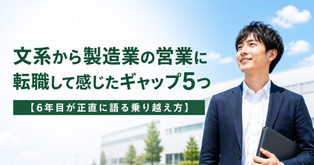 文系から製造業の営業に転職して感じたギャップ5つ【6年目が正直に語る乗り越え方】