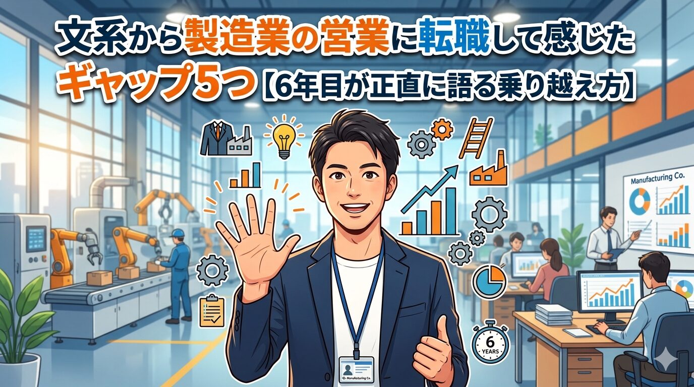 文系から製造業の営業に転職して感じたギャップ5つ【6年目が正直に語る乗り越え方】