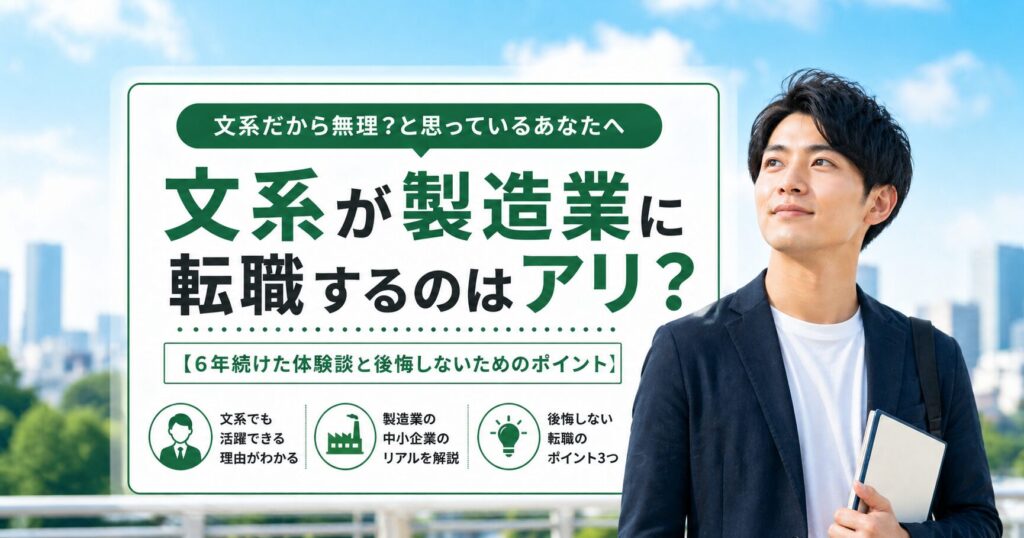 文系が製造業に転職するのはアリ？【6年続けた体験談と後悔しないためのポイント】