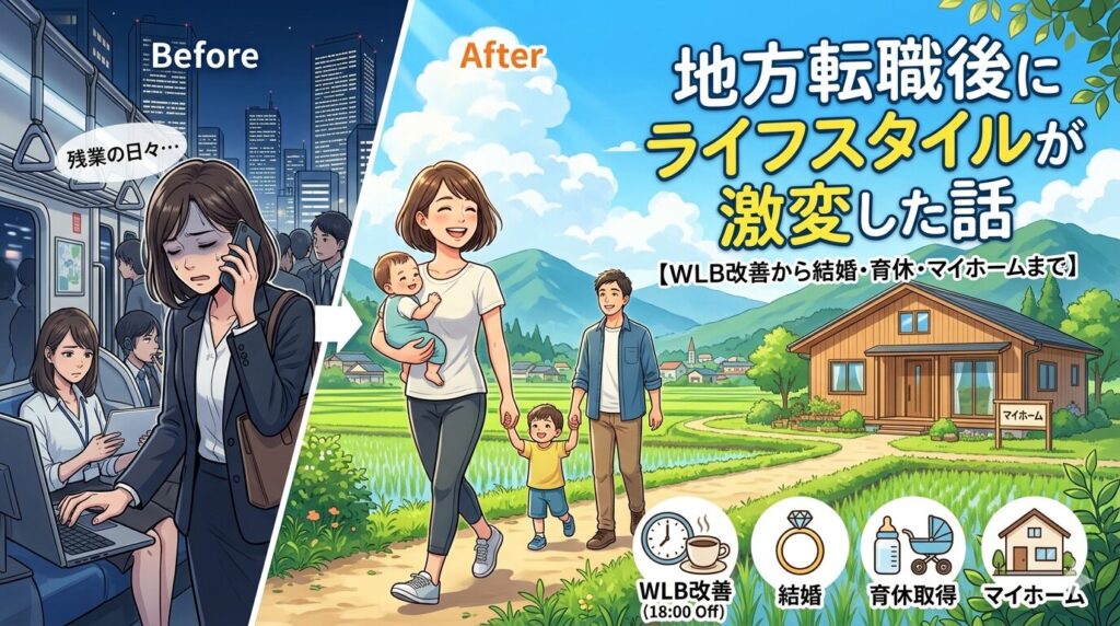 地方転職後にライフスタイルが激変した話【WLB改善から結婚・育休・マイホームまで】
