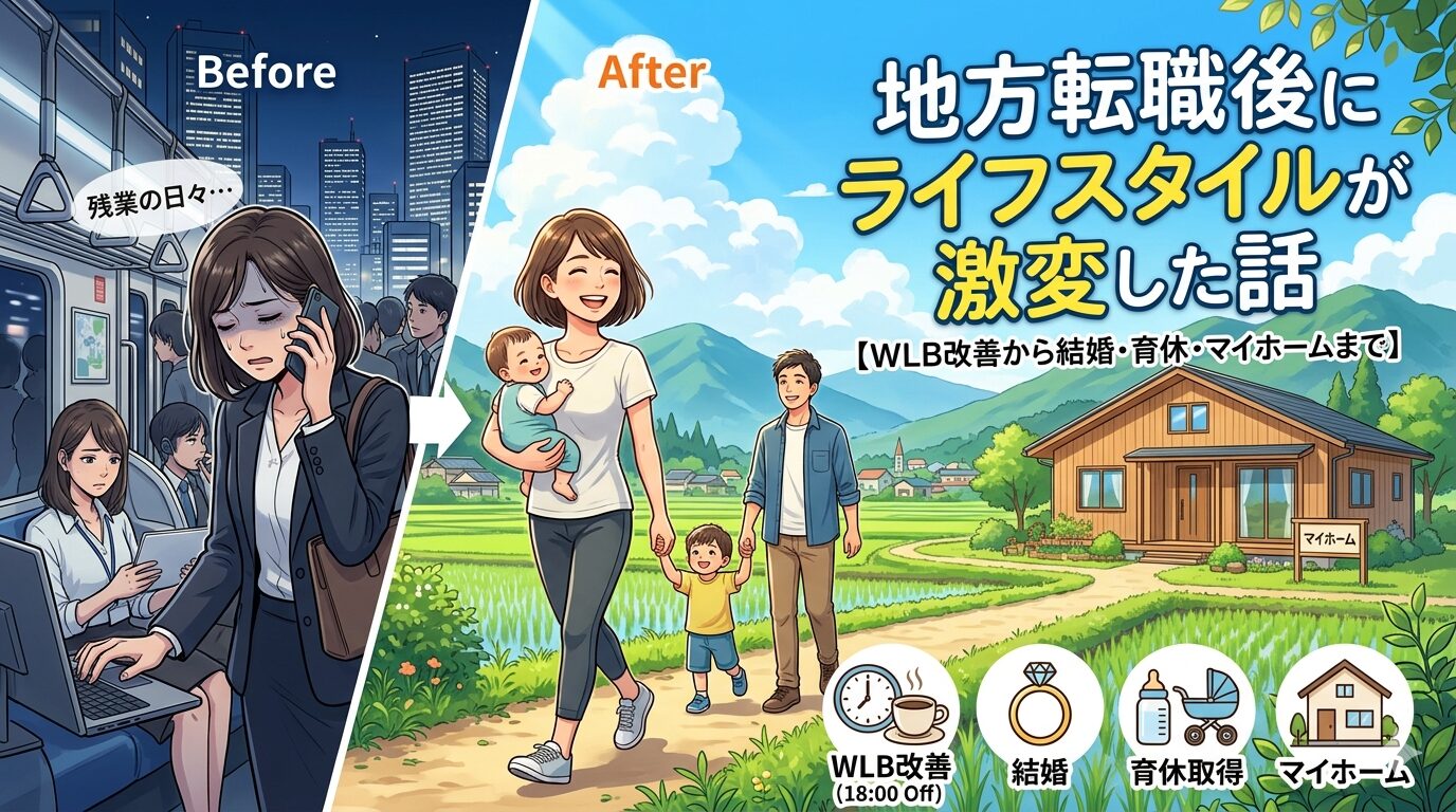地方転職後にライフスタイルが激変した話【WLB改善から結婚・育休・マイホームまで】