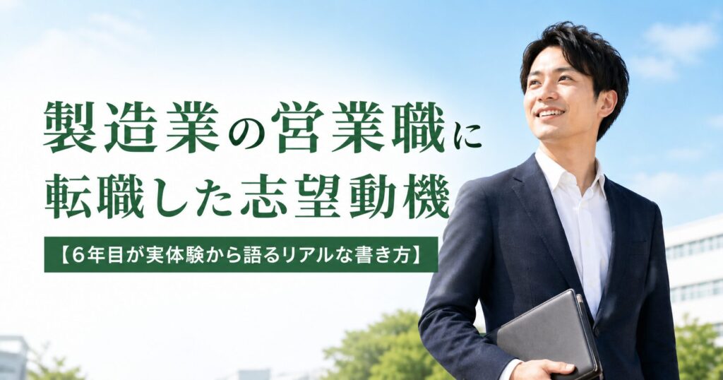 製造業の営業職に転職した志望動機【6年目が実体験から語るリアルな書き方】