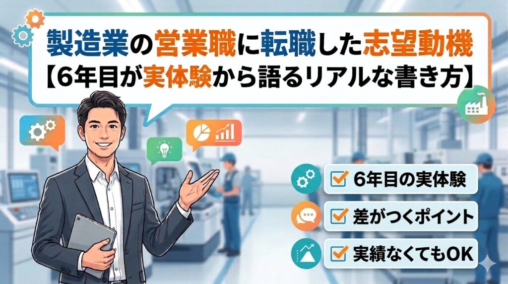 製造業の営業職に転職した志望動機【6年目が実体験から語るリアルな書き方】