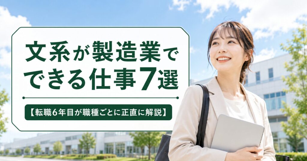 文系が製造業でできる仕事7選【転職6年目が職種ごとに正直に解説】